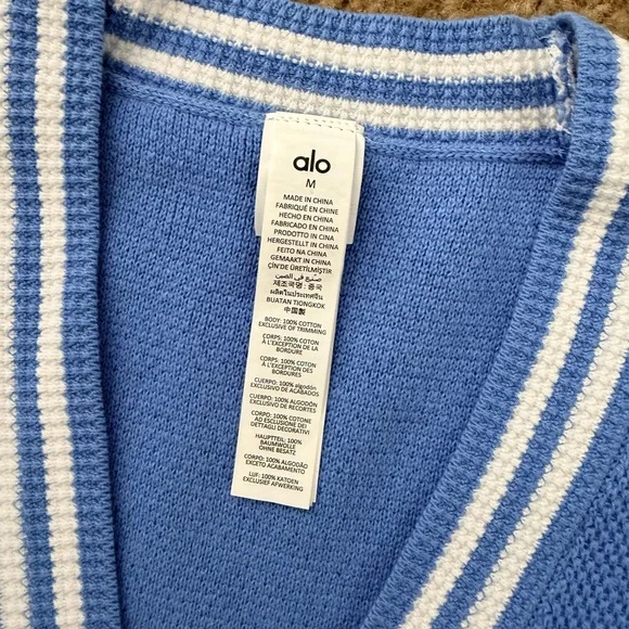 alo tennis club sweater knit bra skirt cardigan set Crystal Clear Blue - Picture 3 of 7